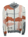 St John Size S Cream Orange & Gray Wool Blend Abstract Print Zip Up Jacket Cream Orange & Gray / S