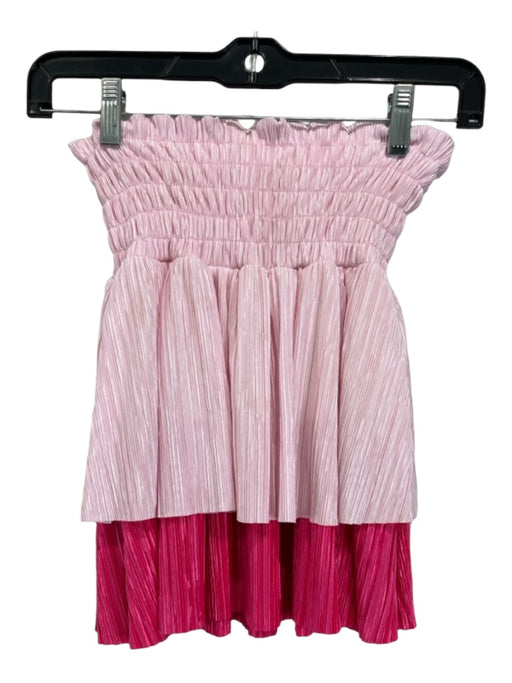 House of Wallace Size Est XS Light & Dark Pink Missing Fabric Mini Tiered Skirt Light & Dark Pink / Est XS