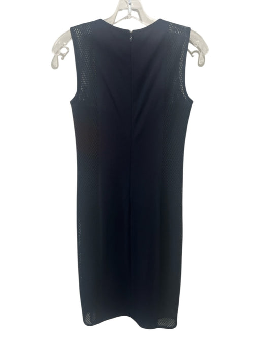 Akris Punto Size 4 Black & Navy Cotton Blend Sleeveless Fishnet Darted Dress Black & Navy / 4