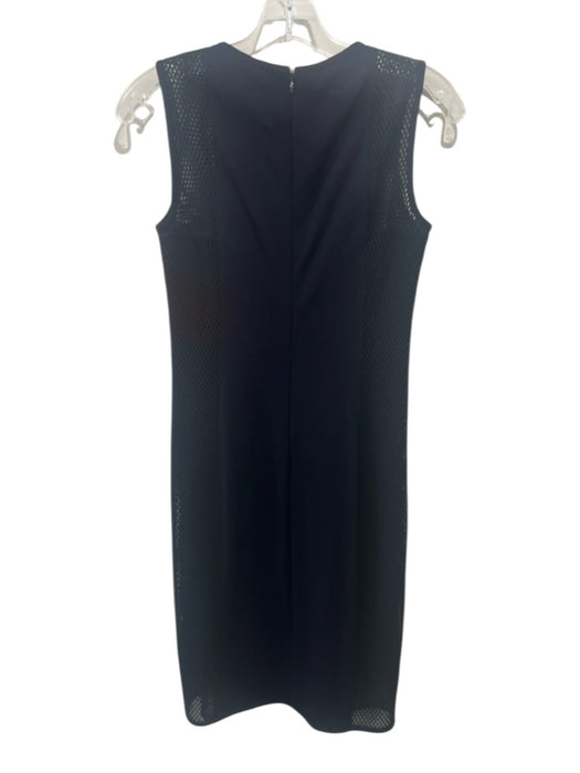 Akris Punto Size 4 Black & Navy Cotton Blend Sleeveless Fishnet Darted Dress Black & Navy / 4