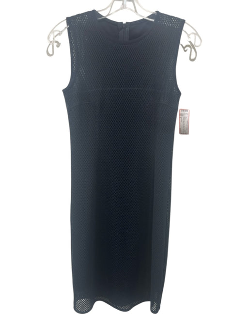 Akris Punto Size 4 Black & Navy Cotton Blend Sleeveless Fishnet Darted Dress Black & Navy / 4