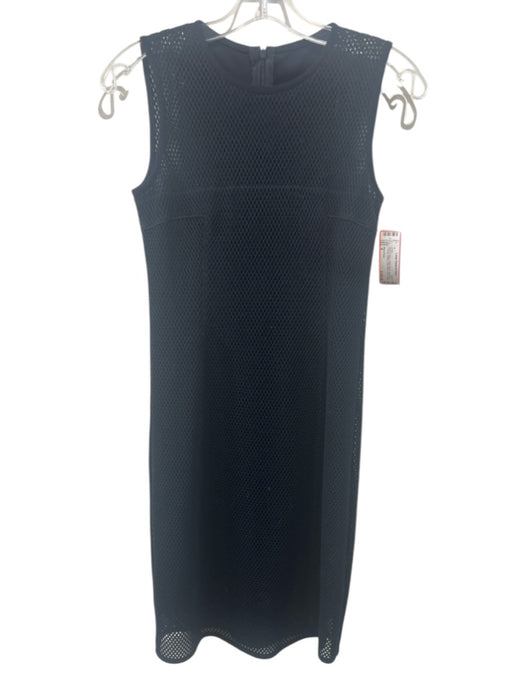 Akris Punto Size 4 Black & Navy Cotton Blend Sleeveless Fishnet Darted Dress Black & Navy / 4