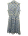 Samantha Sung Size 2 Light blue & white Cotton Sleeveless Floral Collar Dress Light blue & white / 2