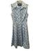 Samantha Sung Size 2 Light blue & white Cotton Sleeveless Floral Collar Dress Light blue & white / 2
