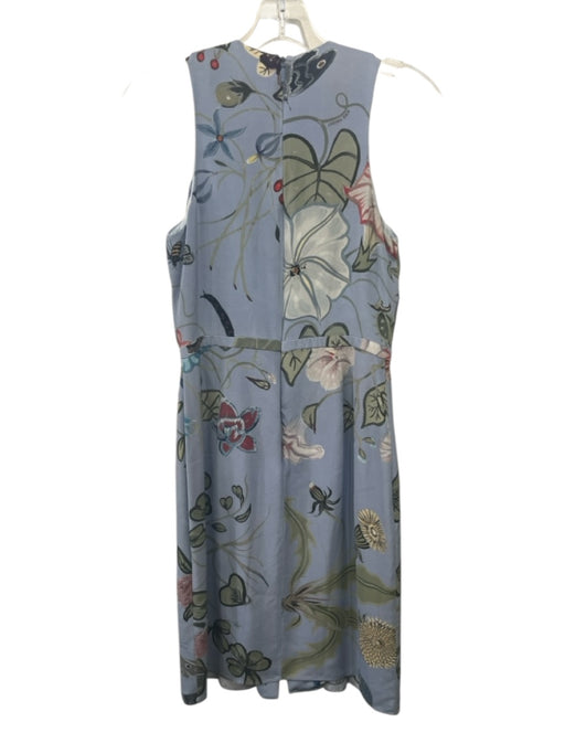 Gucci Size 40 Blue, Green, Orange Silk Sleeveless Floral Pleated Dress Blue, Green, Orange / 40