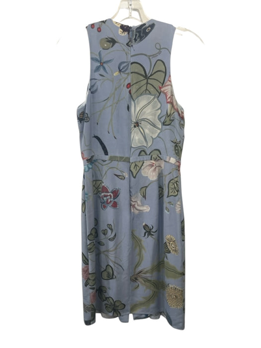 Gucci Size 40 Blue, Green, Orange Silk Sleeveless Floral Pleated Dress Blue, Green, Orange / 40