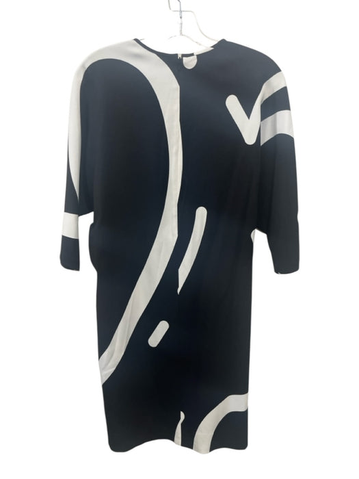 Max Mara Size XS/S Black & White Short Sleeve Abstract Print Dolman Sleeve Dress Black & White / XS/S