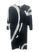 Max Mara Size XS/S Black & White Short Sleeve Abstract Print Dolman Sleeve Dress Black & White / XS/S