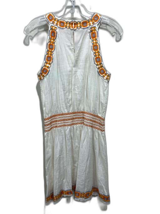 Tory Burch Size XS White, Orange & Blue Cotton Embroidered Halter Top Dress White, Orange & Blue / XS
