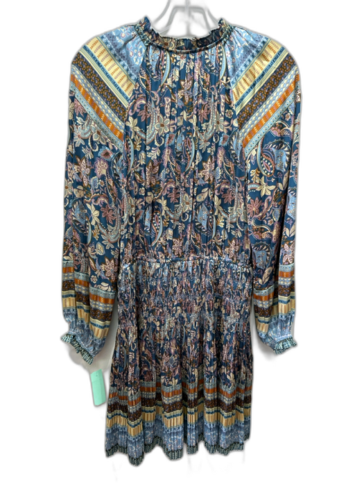 Current Air Size S Blue, Beige, Multi polyester satin Long Sleeve Dress Blue, Beige, Multi / S