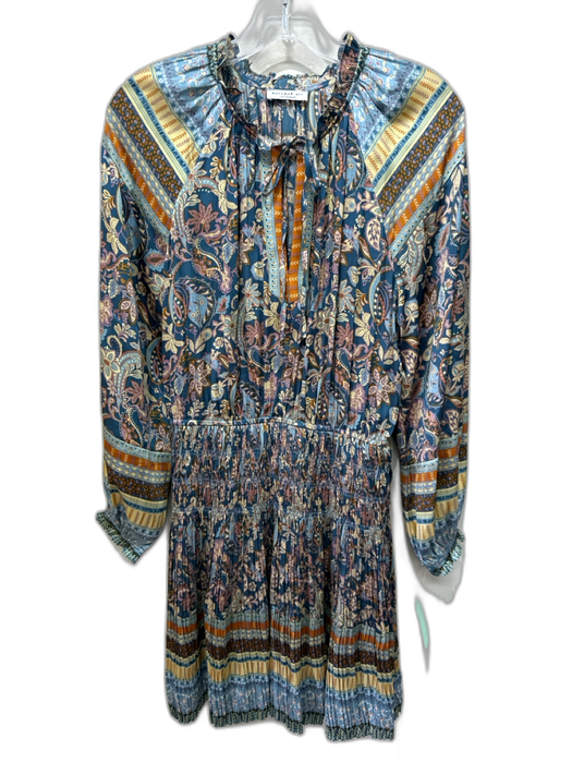 Current Air Size S Blue, Beige, Multi polyester satin Long Sleeve Dress Blue, Beige, Multi / S