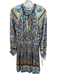 Current Air Size S Blue, Beige, Multi polyester satin Long Sleeve Dress Blue, Beige, Multi / S