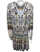 Hale Bob Size S White, Tan & Multi Viscose Blend Abstract Print V Neck Dress White, Tan & Multi / S
