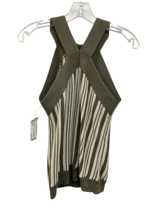 Nation Size S Sage Green & White Pima Cotton Knit Striped Halter Top Skirt Set Sage Green & White / S