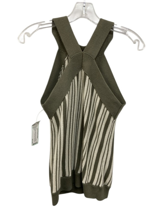 Nation Size S Sage Green & White Pima Cotton Knit Striped Halter Top Skirt Set Sage Green & White / S