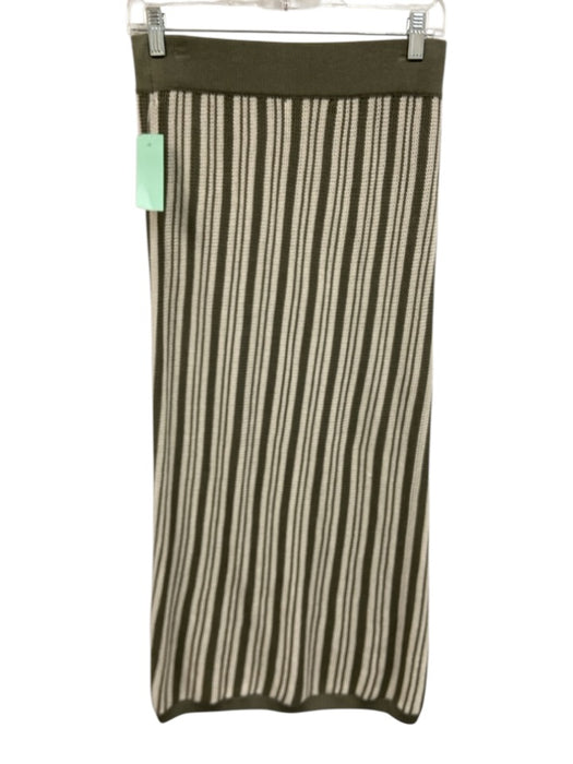 Nation Size S Sage Green & White Pima Cotton Knit Striped Halter Top Skirt Set Sage Green & White / S
