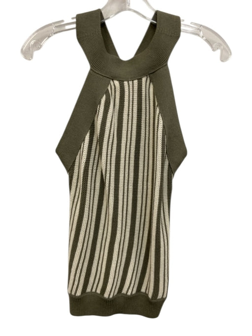Nation Size S Sage Green & White Pima Cotton Knit Striped Halter Top Skirt Set Sage Green & White / S