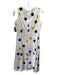 LK Bennett Size 8 White Yellow Blue Polka Dots Round Neck Sleeveless Dress White Yellow Blue / 8