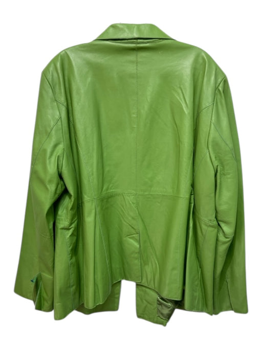 Pamela McCoy Size 3 Green Leather Long Sleeve 2 button Blazer Coat Green / 3