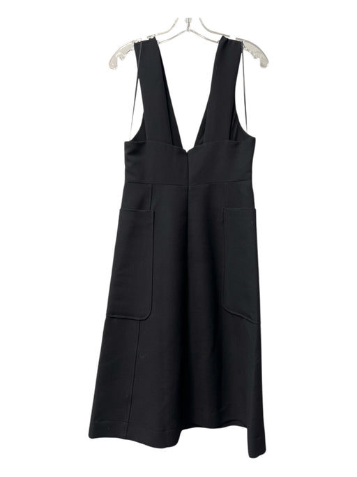 Free People Size 6 Black Polyester Plunge Neck Back Zip Sleeveless Pockets Dress Black / 6