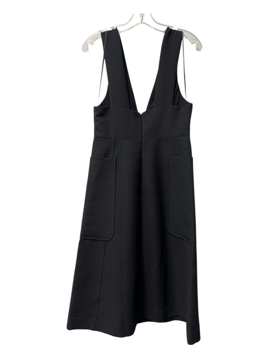 Free People Size 6 Black Polyester Plunge Neck Back Zip Sleeveless Pockets Dress Black / 6