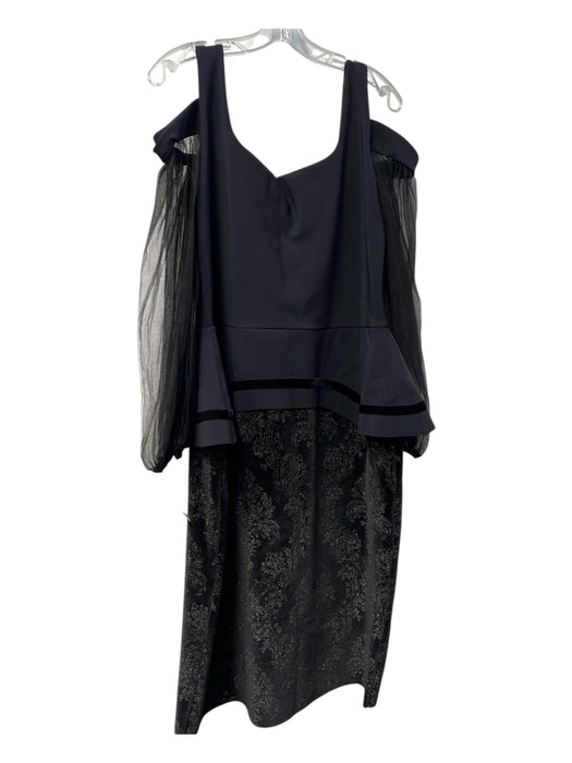 Chiara Boni Size Est L Black Polyester Cold Shoulder Long Sheer Sleeve Dress Black / Est L