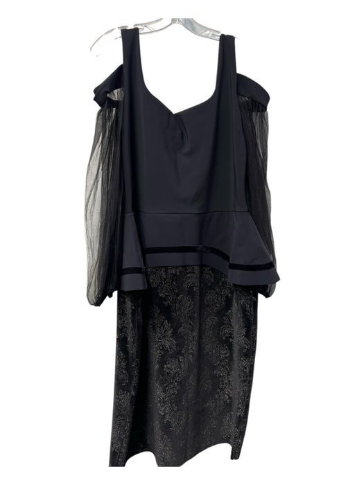 Chiara Boni Size Est L Black Polyester Cold Shoulder Long Sheer Sleeve Dress Black / Est L