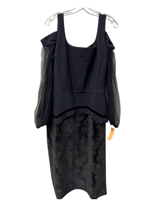 Chiara Boni Size Est L Black Polyester Cold Shoulder Long Sheer Sleeve Dress Black / Est L