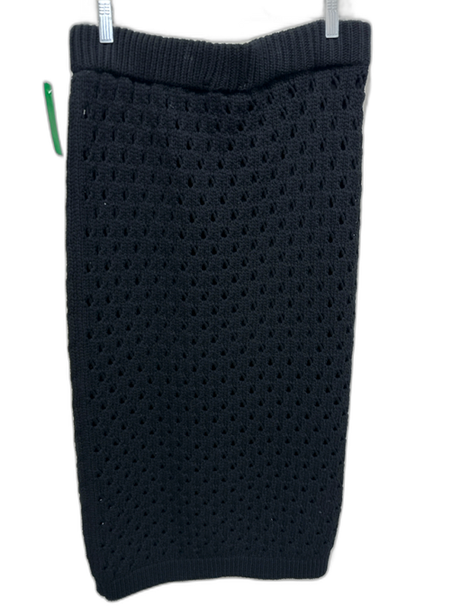 MNG Size XL Black cotton & polyamide Elastic Waistband Loose Knit Midi Skirt Black / XL