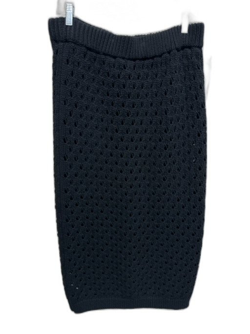 MNG Size XL Black cotton & polyamide Elastic Waistband Loose Knit Midi Skirt Black / XL