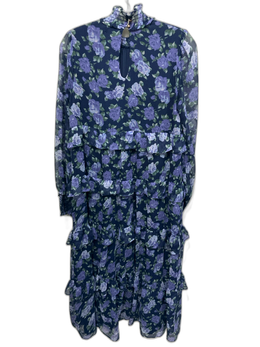 Saylor Size XS Navy Blue, Green, Purple Polyester Long Sheer Sleeves Midi Dress Navy Blue, Green, Purple / XS
