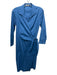 Lafayette 148 Size 4 Blue Cotton & Polyamide Wrap Tie Detail 3/4 Sleeve Dress Blue / 4