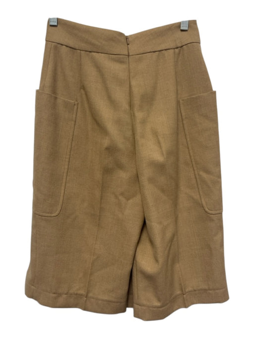 Victoria Beckham Size 0 Camel Tan Viscose Blend Back Zip & Button Shorts Camel Tan / 0