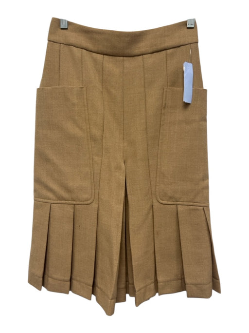 Victoria Beckham Size 0 Camel Tan Viscose Blend Back Zip & Button Shorts Camel Tan / 0