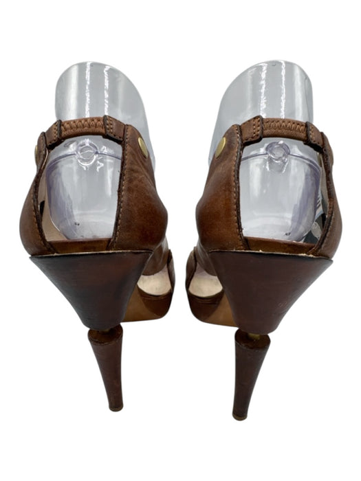 Christian Dior Shoe Size 38.5 Brown Leather Gold hardware Cut Outs Pumps Brown / 38.5