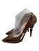 Christian Dior Shoe Size 38.5 Brown Leather Gold hardware Cut Outs Pumps Brown / 38.5