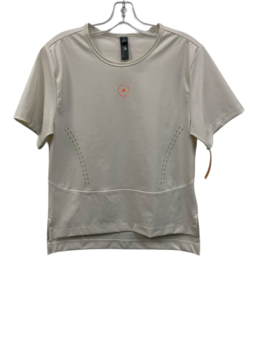 Stella McCartney Adidas Size S Ivory Poly Blend Logo Perforated Cap Sleeve Top Ivory / S