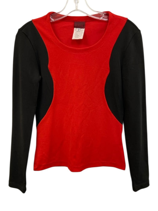 Versus Size 26/40 Red & Black Acetate Blend Colorblock Long Sleeve Top Red & Black / 26/40