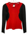 Versus Size 26/40 Red & Black Acetate Blend Colorblock Long Sleeve Top Red & Black / 26/40
