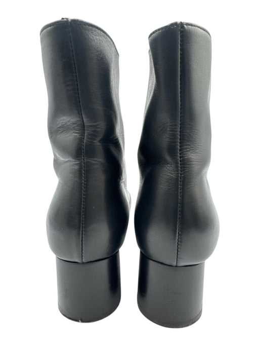Napoleoni Shoe Size 39 Black Leather Zip Close Block Heel Round Toe Booties Black / 39