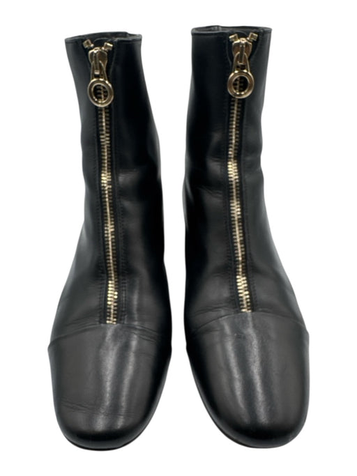 Napoleoni Shoe Size 39 Black Leather Zip Close Block Heel Round Toe Booties Black / 39
