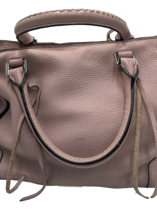 Rebecca Minkoff Mauve Pebble Leather Rolled Handle Zip Top Fringe Bag ...