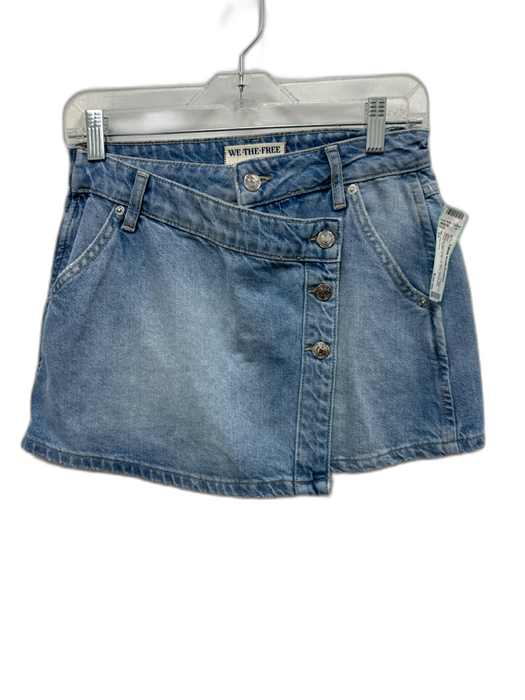 We The Free Size 24 Medium light wash Cotton Denim Bib Front Mini Skirt Medium light wash / 24