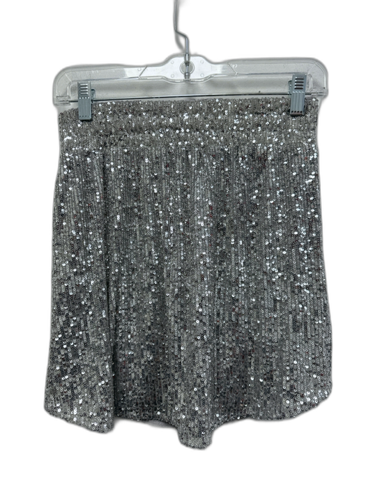 Free People Size XS Silver Polyester Blend Elastic Waistband Sequined Mini Skirt Silver / XS