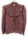 Sezane Size 34 Dusty Pink Cotton Long Balloon Sleeve Button Front High Neck Top Dusty Pink / 34