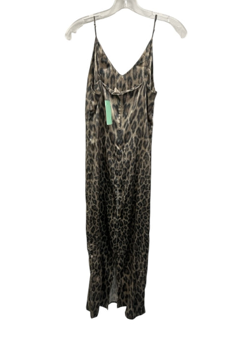 Loyd / Ford Size 2 Beige, Brown & Black Silk Blend Spaghetti Strap V Neck Dress Beige, Brown & Black / 2