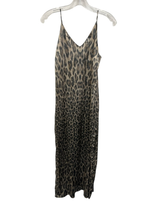 Loyd / Ford Size 2 Beige, Brown & Black Silk Blend Spaghetti Strap V Neck Dress Beige, Brown & Black / 2