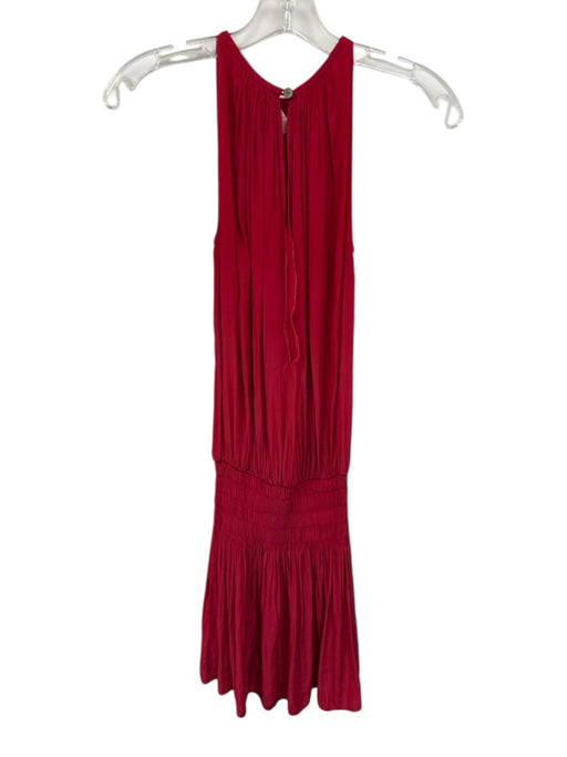 Ramy Brook Size Est S Red Polyester Sleeveless High Neck Gathered Detail Dress Red / Est S