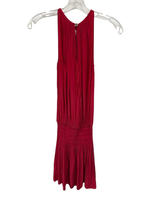 Ramy Brook Size Est S Red Polyester Sleeveless High Neck Gathered Detail Dress Red / Est S