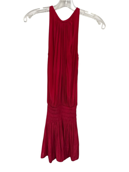 Ramy Brook Size Est S Red Polyester Sleeveless High Neck Gathered Deta — Labels Resale Boutique